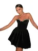 Moderne schwarze ärmellose Velours-Abendkleider formelle Club-Party-Abschlussball-Kleider Kleid Robe de soiree Vestidos de festa