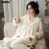 Women's Sleepwear Winter بالإضافة إلى حجم 3XL 4XL Jacquard Coral Pajamas مجموعة للنساء Teddy Style Lady Thermal Sleepwear Kawaii Girls Chubby Long Pijama 231127