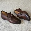 Chaussures habillées Brown Hommes Mocassins Square Toe SlipOn Business Sheos Taille 3848 Zapatos de Vestir Hombre 231124