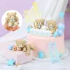 Inne imprezy imprezowe zapasy baby shower ciasto topper boy bohater ciasto toppers mini niedźwiedź dekoracje ciasta złotą białą perłową piłkę dla chłopca baby shower urodzin 231127