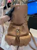 Mochila de couro genuíno de designer de luxo bolsas femininas bolsa de ombro clássica bolsa de férias feminina marca moda carro costura padrão diamante decoração carteira Cc