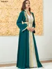 Этническая одежда мусульманская мода Два куска джилбаб халат Appliques Winter abaya и жилетки Long Play Overgramments Исламские женщины Марокканские кафтан 230426