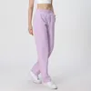 AL Yoga-Hose für Damen, verdickt, hohe Taille, solide Fitnesshose, lockerer Kordelzug, gerade Laufhose, Baumwolle, weites Bein, Damenhose, Outdoor-Freizeit-Sporthose