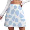 Skirts Baby Blue Cow Print Mini Skirt Women Kawaii Clothes