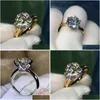 Ringar Solitaire 1.5CT Lab Diamond 24k Gold Ring Original 925 Sterling Sier Engagement Band för kvinnor Bridal smycken Drop Delivery Dhkef