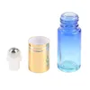 Botellas de vidrio de color degradado de 5 ml Perfume Botella de rodillo de aceite esencial con contenedor de bolas de rodillo de acero inoxidable para uso en viajes en el hogar Ujwbb
