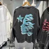 Erkek Hoodies Sweatshirts Hellstar Vintage Yıkama Kazak Bulanık Soysal Baskı Yuvarlak Boyun Kalın High Street Uzun Kollu Siyah Külot Kazak T231127