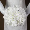 Dekorative Blumenkränze 4 Stücke Hochzeitsstrauß Brautjungfer Braut Diamant Perle Seidenband Künstliche Rose Sanft