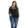 Tops Sexy Mesh Plus Size Tops African Women See Through Fashion Slim Tshirt 2021 Autumn Long Sleeve Street Solid Shirt Black Blouse