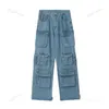 Heren jeans y2k stijl multipocket tooling Amerikaanse retro straat harajuku broek gewassen dweilbroek jeugdkleding 230427