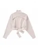 Damenpullover Solide Strick Sexy rückenfreie Schnürung Rollkragenpullover Frauen Pullover Laterne Ärmel lose elegante Pullover 2023 Herbst Chic Casual