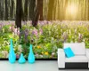 Duvar Kağıtları Papel De Parede Blooming Çiçekler Ağaç Ormanı 3D Doğal Duvar Kağıdı Oturma Odası Mutfak Yatak Odası Duvar Kağıtları Ev Dekoru Duvar Resmi