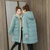 Trenchs de femmes Manteaux d'hiver Manteau Femmes Down Coton Veste Lâche Grande Épaisse Version Mi-longueur Outwear Manteau À Capuchon Parkas Chauds