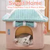 Matten Hoopet süßes vollständig geschlossenes Haus für Katzen Wärme Winter Haustier Haus Superweiches Schlafbett für Welpen Katzenhaus Lieferanten