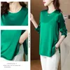 Damesblouses Merkkwaliteit Zijde Satijn Blouse Dames 2023 Lente Zomer Effen Kleur Lange mouwen Tops Elegante Dame Overhemd Blusa Mujer