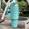 Leopard 40oz Stainless Steel Tumbler Personalized Laser Insulation Cup with Lid Straw Handdle Forwater Beer Mug Cups 1pc