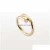 Band Rings Love Ring Nail Shape Designer Lovers Diamonds Luxury Jewelry Titanium Steel Gold-Plated Never Fade Not Allergic Gold Sier DHWG6