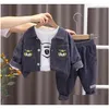 Clothing Sets Designer Baby Boy Clothes Outfits 2023 Autumn Kids Turn-Down Collar Corduroy Cardigan Jackets Shirts Pants 3Pcs Children Othuo