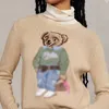 RL Little Bear Pattern Weaving Flower Embroidery Knitwear Women's Wear 2022 Autumn/Winter New Product Casual Round Neck Long Sleeve Pullover Sweater1