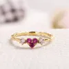 Band Ringen Eenvoudige Hart Ring Vrouwen Strass Schattig Vinger Ringen Bruiloft Verloving Verjaardagscadeau Voor Vriendin Zirkoon Steen Sieraden AA230426