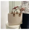 Borsone Borsa da donna in tela con ricamo personalizzato Borsa da donna con nome personalizzato Borsa portatile bianca Semplice versatile Shopper di grande capacità