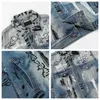 Vestes pour hommes Designer de luxe La version correcte de la veste en jean bleu lavée et usée de Paris B Graffiti Heavy Industry 8VQK