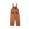 Mäns byxor Spring Autumn Dungarees Overalls Japanese Street Trend Color Matching Pocket Retro Lastbyxor med hängslen