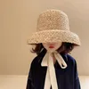 Caps Hats Summer Ins Children Raffia Knitting Lace Straw Cap Girl Kid Solid Big Eaves Sunscreen Hat Baby Casual Hats Spädbarn Tillbehör 230427