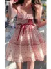 Casual Dresses Summer Floral Korea Kawaii Women France Vintage Elegant Party Mini Lace Print Sweet Cute Fairy 230426