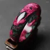 Bangle Chinese Natural Peach Blossom Jade Hand-carved Wide Band Bracelet Fashion Boutique Jewelry Men And Women Pink