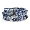 Link Bracelets Natural Snowflake Obsidian Stone Beads Bracelet Volcanic Rocks Alabaster Jewelry Making Charm