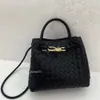 Señora tejida capacidad bolso bolsos bolso diseñador cuero botegas tote metal rejilla grande venata solo hombro crossbody tote femenino andiamo 2o06