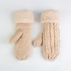 Cinq doigts gants 2023 mode solide Mohair cachemire hiver femmes chaud épais laine de mouton tricot torsion mitaines pour dames Mitaine Laine