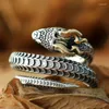 Bagues de cluster Tendance Sculpture Cornes de Serpent Dragon Bague Mâle Réglable Accessoires De Doigt Multiple Couche Argent 925 Pour Hommes Rétro Bijoux