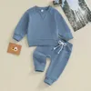 Kledingsets Effen Kleur Lange Mouw Kinderkleding Baby Meisjes Jongens Herfst Trainingspak Casual Trui Tops Broek 2 STUKS Kindersets R231127