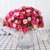 Kwiaty dekoracyjne bukiet sztuczny 21 głowa sztuczne różowe przyjęcie weselne dekoracja dekoracja kwiat Fiori Silk Artificiali
