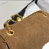 Women Designer Casual Classic Flap Corduroy Bag Mini Pearl Gold Ball Metal Hårdvara Justerbar Matelasse Chain Stripe 17cm Luxury Purse Cross Body Shoulder Handbag