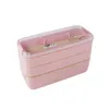 Kitchen Microwave Lunch Box Wheat Straw Dinnerware Food Storage Container Children Kids School Office Portable Bento Box