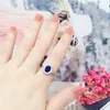 Wedding Rings Cincin Safir Biru Buatan 3 2CT Potongan Putri Dengan Sertifikat Perhiasan Pertunangan Pesona Warna Perak Asli Untuk Wanita 230427