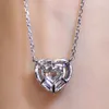 Elegant Fashion Love Heart Shaped White Cubic Zirconia Pendant Necklace For Women Clavicle Chain Jewelry Charm Gift