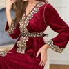 Etnische kleding Abaya Dubai Turkije Moslim Fashion Velvet Dress Women Elegante feestjurk met lange mouwen Djellaba Femme Islamitische 230426