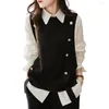 Kamizelki damskie kamizelka mody kamizelka dla kobiet Sweter bez rękawów retro zbiornik z czołgiem koreańsko-jesienne zimowe pullover luźne top
