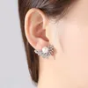 Micro Set Pendientes de circón S925 Pendientes de plata con perlas de circón y diamantes llenos de moda europea Pendientes de gama alta para mujer Accesorios de joyería para fiesta de boda Regalos SPC