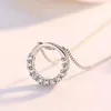 Pendant Necklaces Fashion 925 Sterling Silver Jewelry Round Zircon Pendants Necklaces Women Fine Semi Circle Clavicle Chain Choker 230426