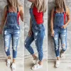 Calças de brim denim macacão para mulher 2021 jeans rasgados mulher macacão elástico denim calças suspender jean femme streetwear mujer xl