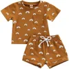 Одежда набора одежды Baifei Newborn Baby Print Design Organic Cotton Unisex Chort Top и брюки для малышей.