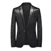 Herren Anzüge Blazer Herbst Herren Prom Party Frack Schwarz / Blau Mode Herren Kleine Jacquard Blazer Jacke und Hose Größe 6XL-S 230427