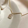 Hangertjeskettingen Trendy Fijn 14K Echt Goud De Letter M Ketting Hanger Ketting voor Vrouwen Temperament Mode-sieraden Bling AAA Zirkoon Meisje Cadeau 230426