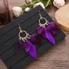 Kolczyki Dangle S2569 Bohemian Fashion Biżuteria Damskie Pióro Pióra Tassels Retro Kobiece Ozdoby Kolorowe