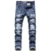 QNPQYX NIEUWE MENS JEANS DRAAIDE MOTORCYCLE BIKER Biker Jean Rock Skinny Slim gescheurde gatletter topkwaliteit merk casual Jean Men Skinny Pants